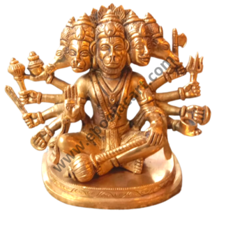 Brass Panchmukhi Hanuman Idol