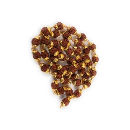 Rudraksha mala with gold caps - Image 2