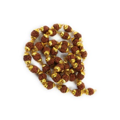 Rudraksha mala with gold caps - Image 3