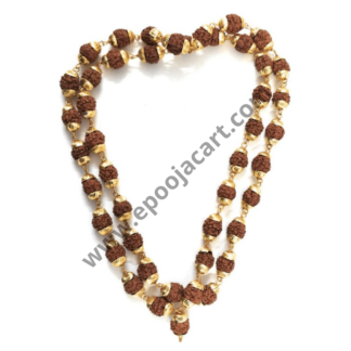 Rudraksha mala with gold caps