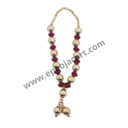 golden and red beads mala