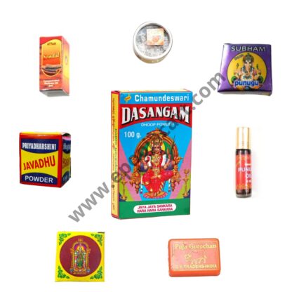 Kasthuri, Punugu Powder, Gorochar, Aragaja, Attar, Dasangam, Javadhu, Punugu oil Set