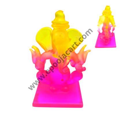 Two Side Faces of Ganesh Glass Idol