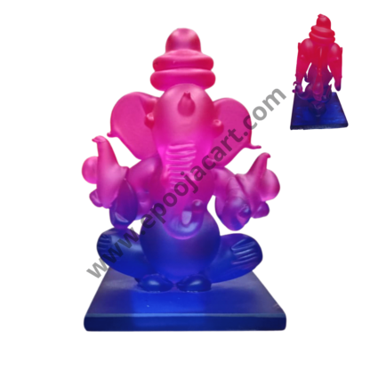 Two Side Faces of Ganesh Glass Idol