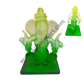 Two Side Faces of Ganesh Glass Idol