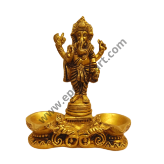 Brass Ganesh Statue with Diya's