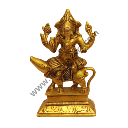 Brass Ganesh Idol with Mushika Vahanam