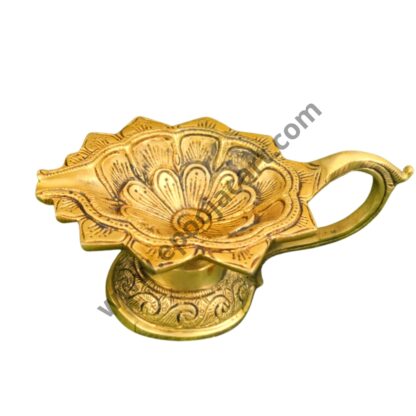 Brass Flower Design Harathi Diya with Handle