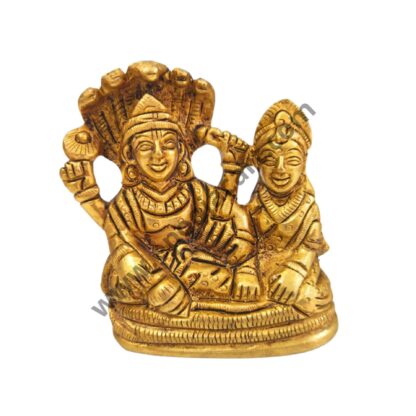 Brass Vishnu Lakshmi Sitting on Sheshnag Idol