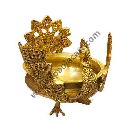 Brass Peacock Urli