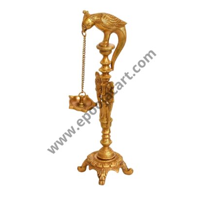 Brass Decorative Parrot Diya Stand