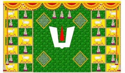 Namam with side Gomatha and Flower Design Backdrop